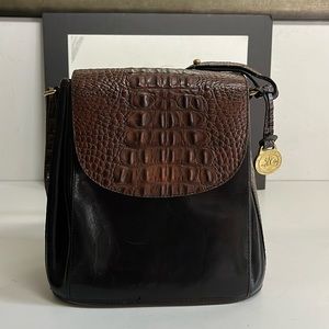 Brahmin Crocodile Embossed Leather Crossbody Flap Purse